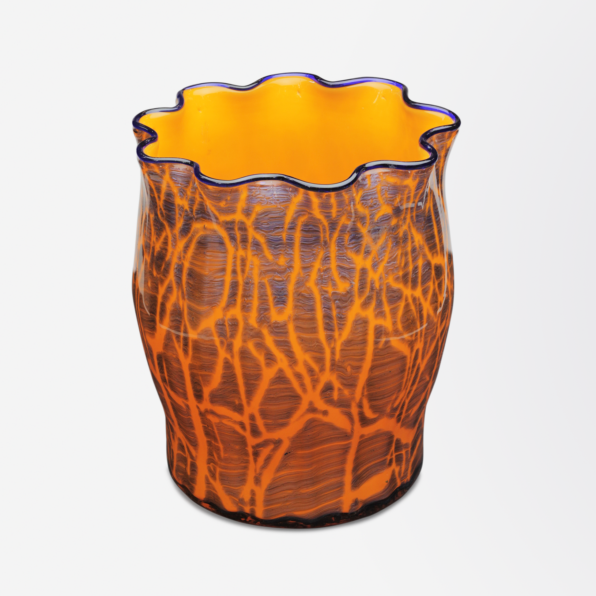 Art Deco Orange and Cobalt Vase by Loetz