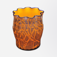 Load image into Gallery viewer, Art Deco Orange and Cobalt Vase by Loetz