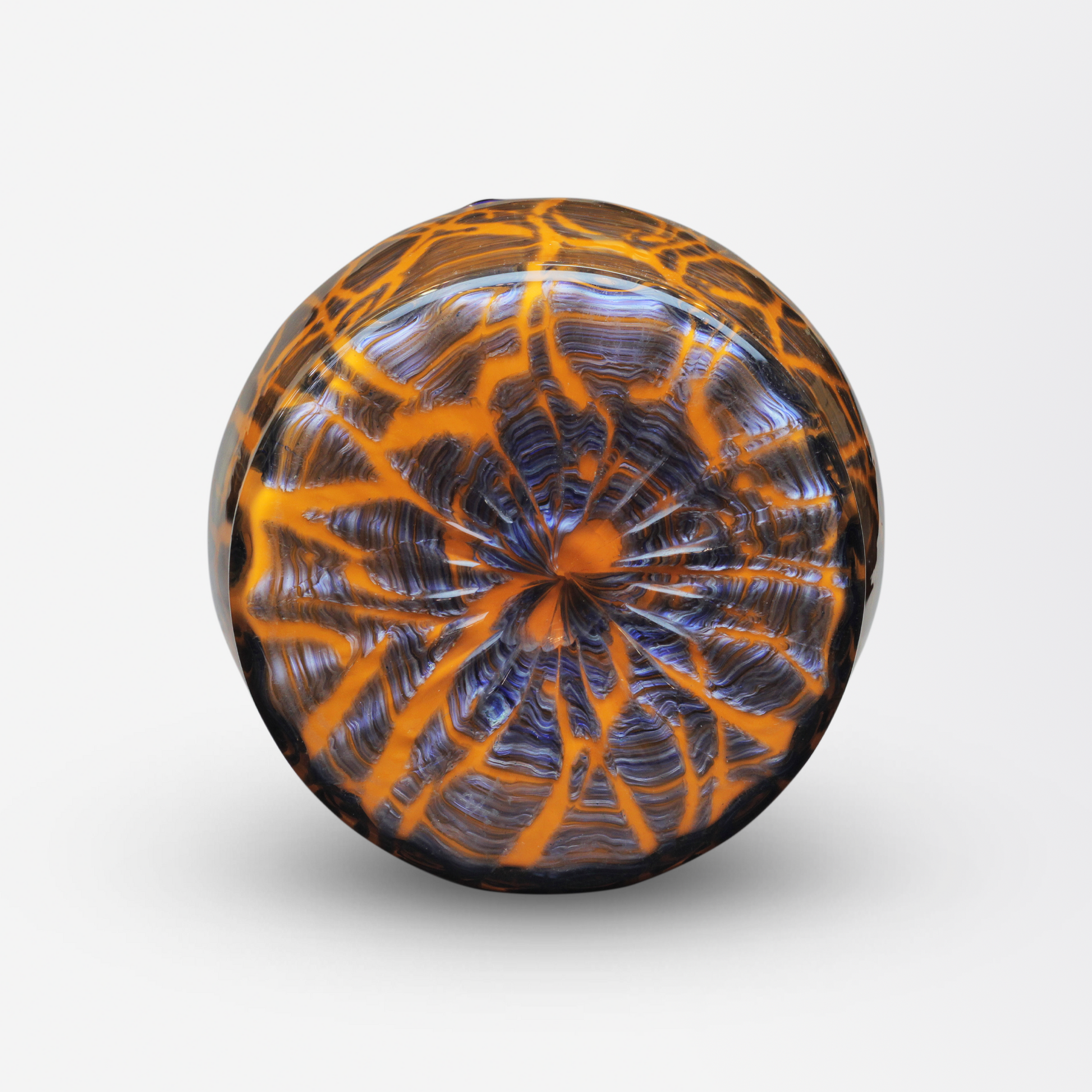 Art Deco Orange and Cobalt Vase by Loetz