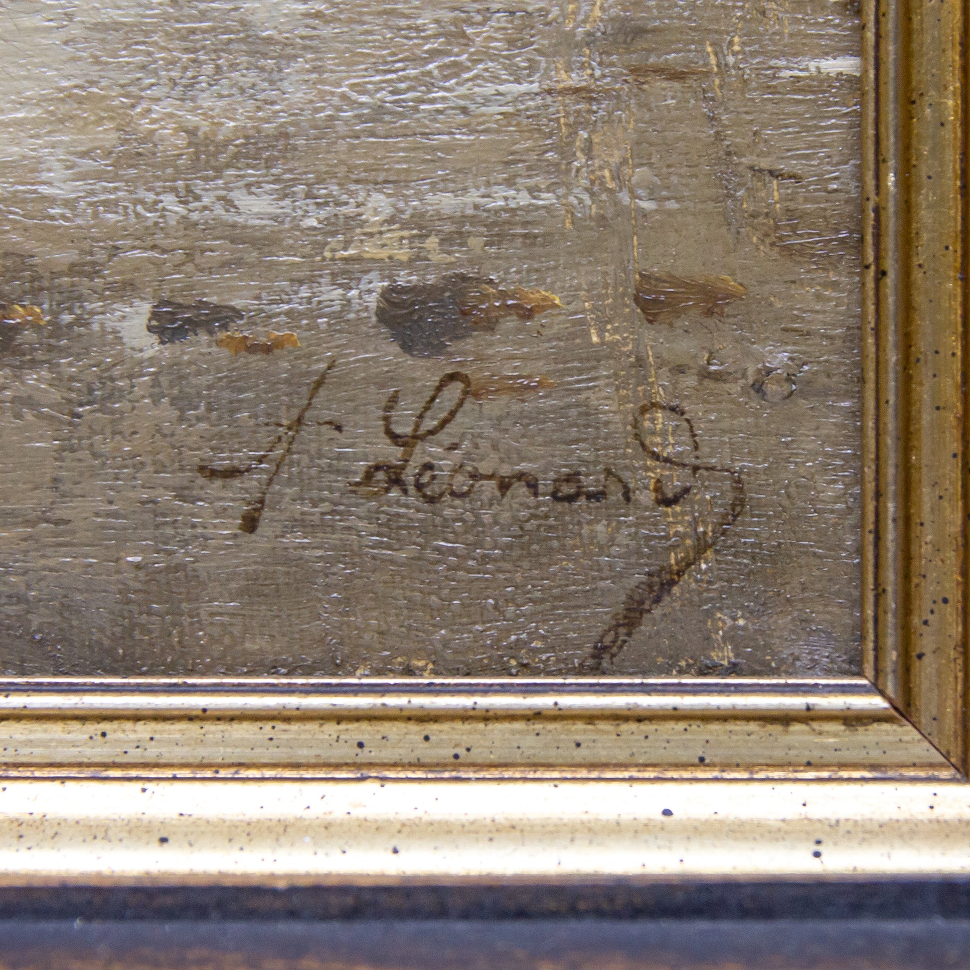 Late 19th Century Oil on Canvas Painting of Children in a Stable