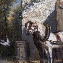 Load image into Gallery viewer, Late 19th Century French Oil on Canvas Depicting a Man Outside Stables
