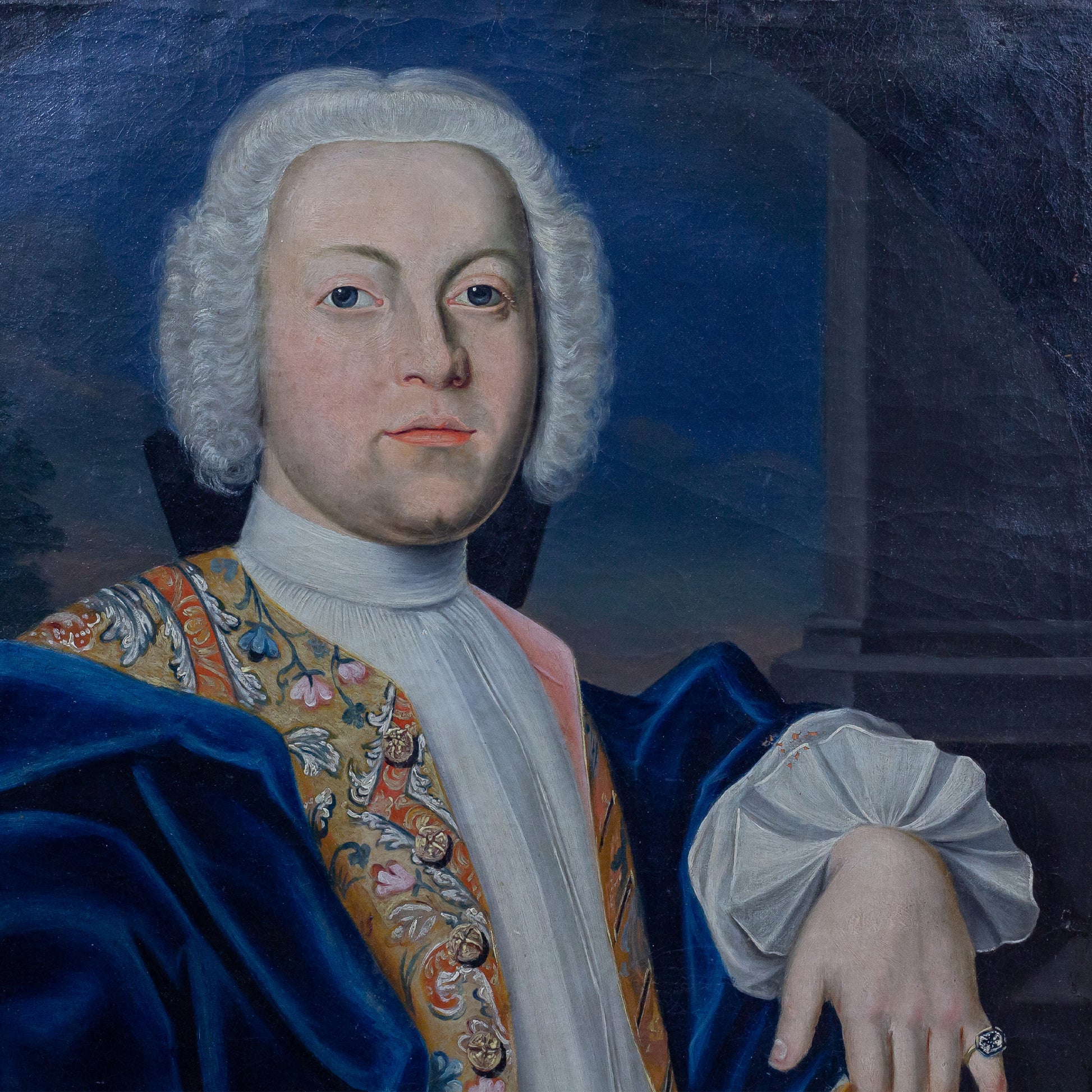 Portrait d'un gentilhomme géorgien, époque de George II, huile sur toile