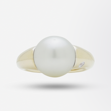 Load image into Gallery viewer, Rhodium Plated 18kt Yellow Gold, Diamond and South Sea Pearl Ring