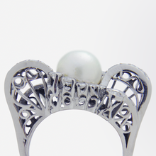 Load image into Gallery viewer, Retro Period, 18kt White Gold, Pearl, and Diamond Ring

