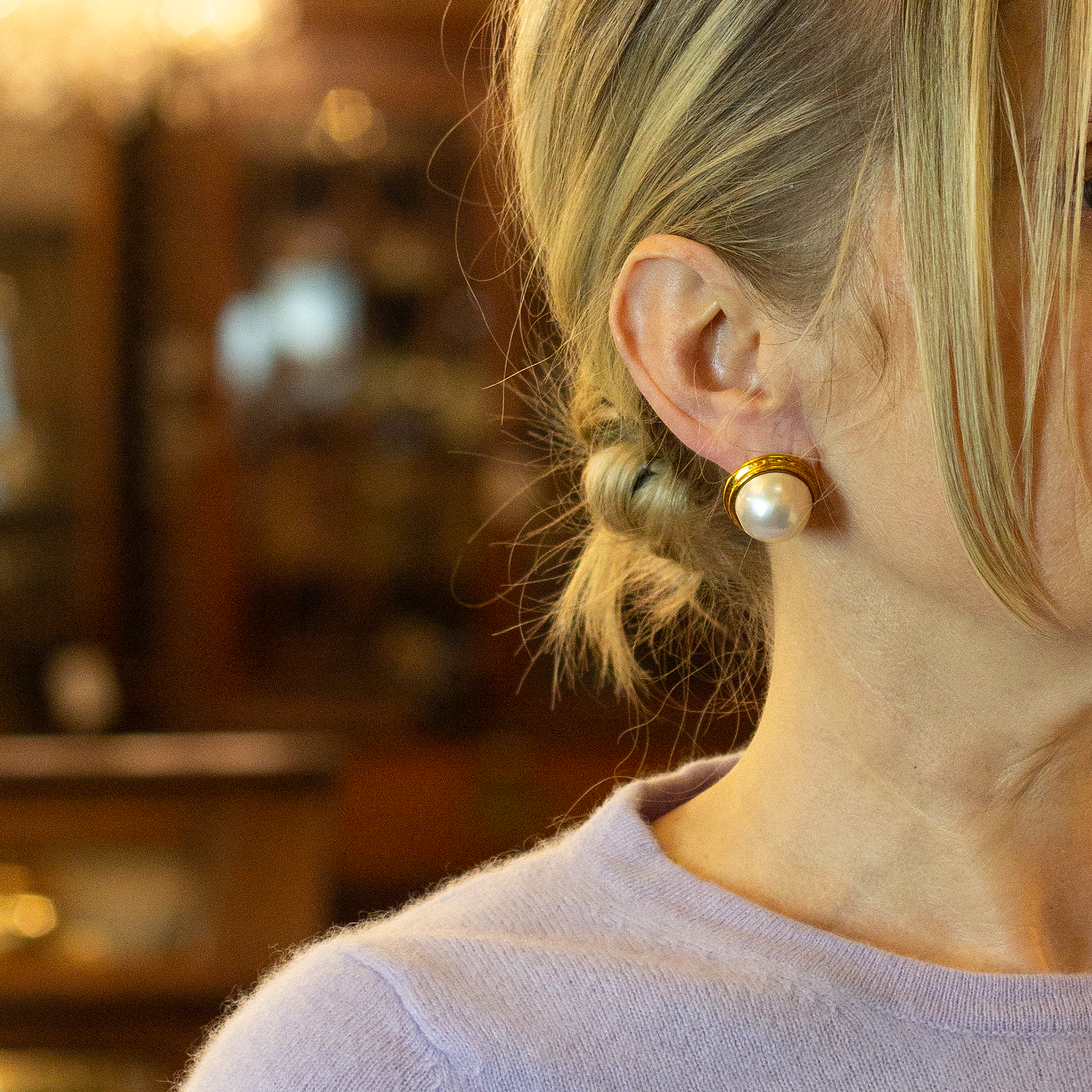 18kt Mabe Pearl Earrings by Cellino