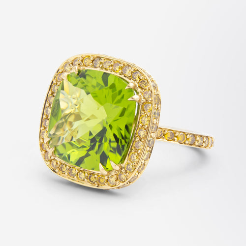 18kt Yellow Gold, Peridot, & Yellow Diamond Ring After 'Nardi' Design