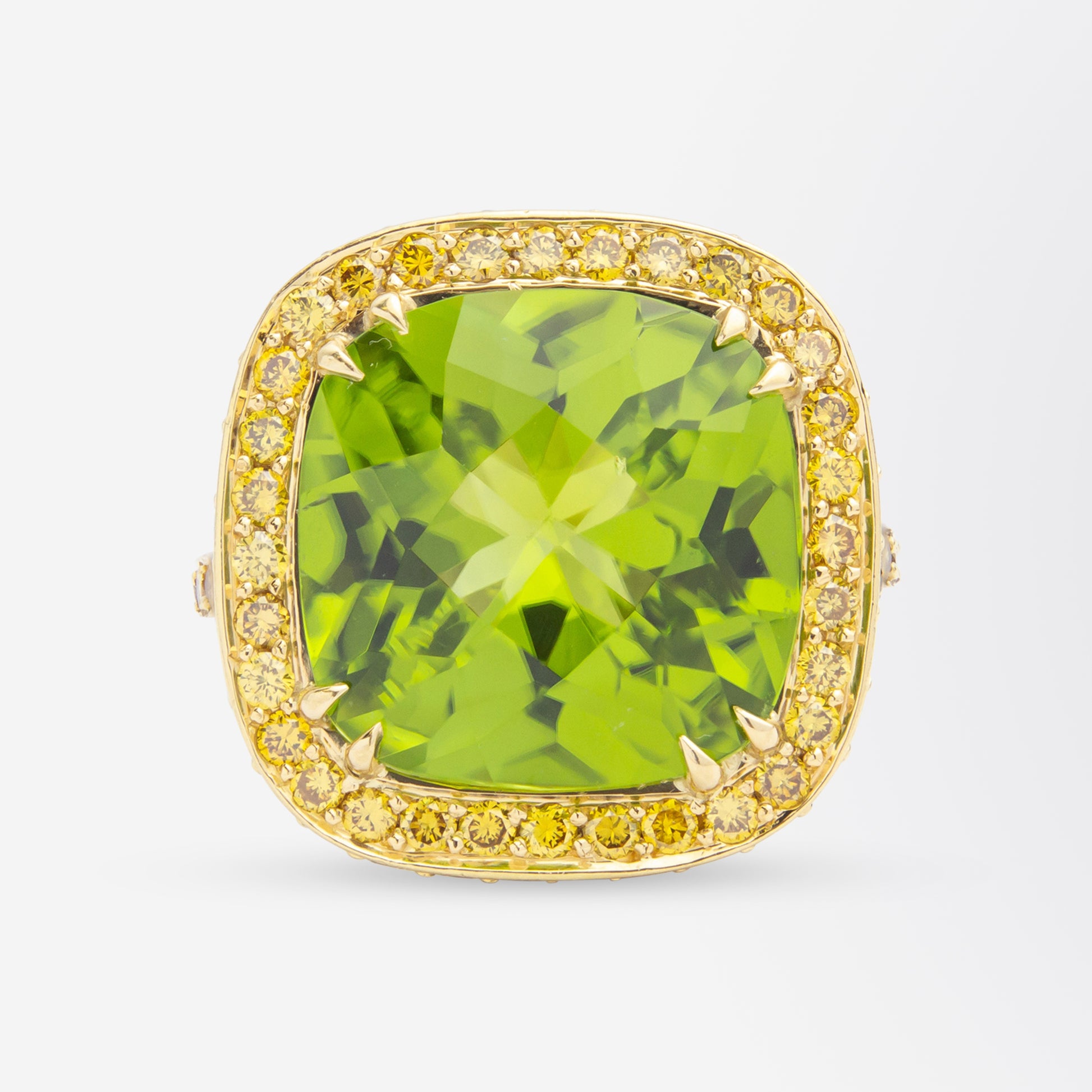 18kt Yellow Gold, Peridot, & Yellow Diamond Ring After 'Nardi' Design