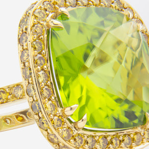 18kt Yellow Gold, Peridot, & Yellow Diamond Ring After 'Nardi' Design