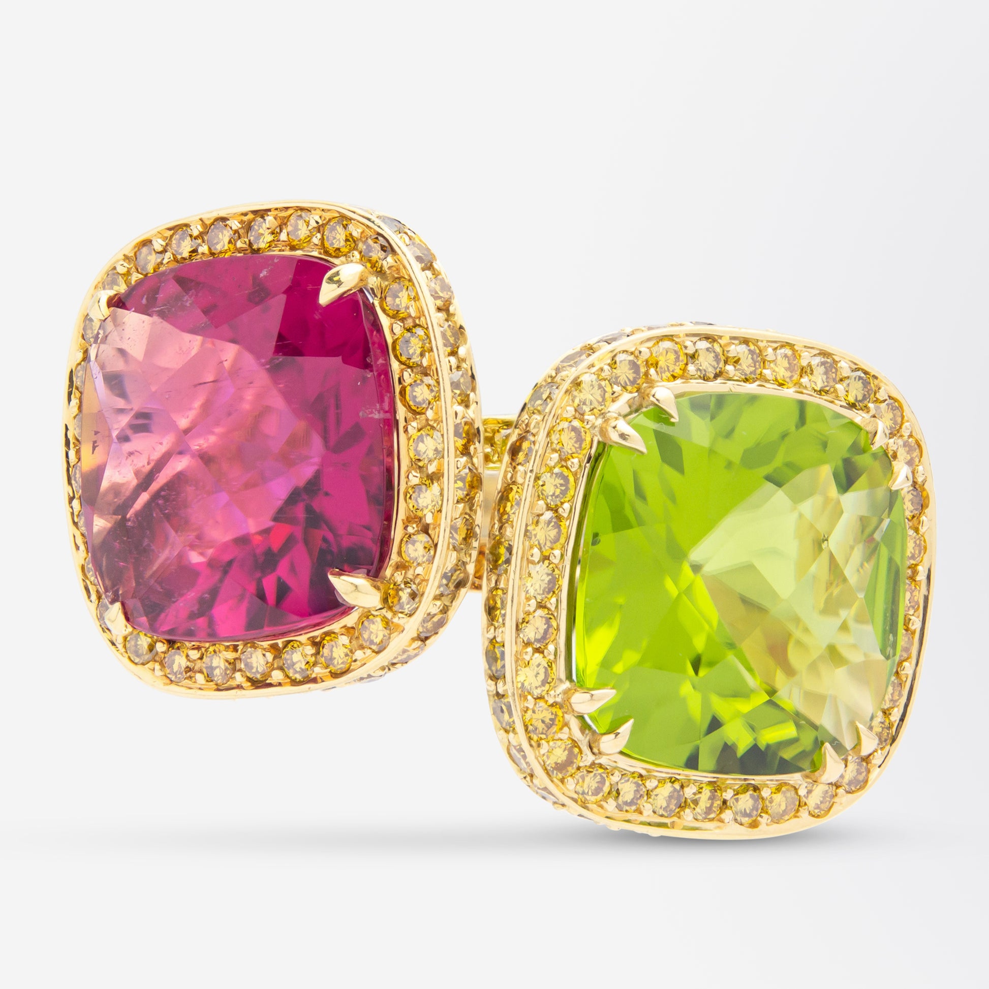 18kt Yellow Gold, Peridot, & Yellow Diamond Ring After 'Nardi' Design