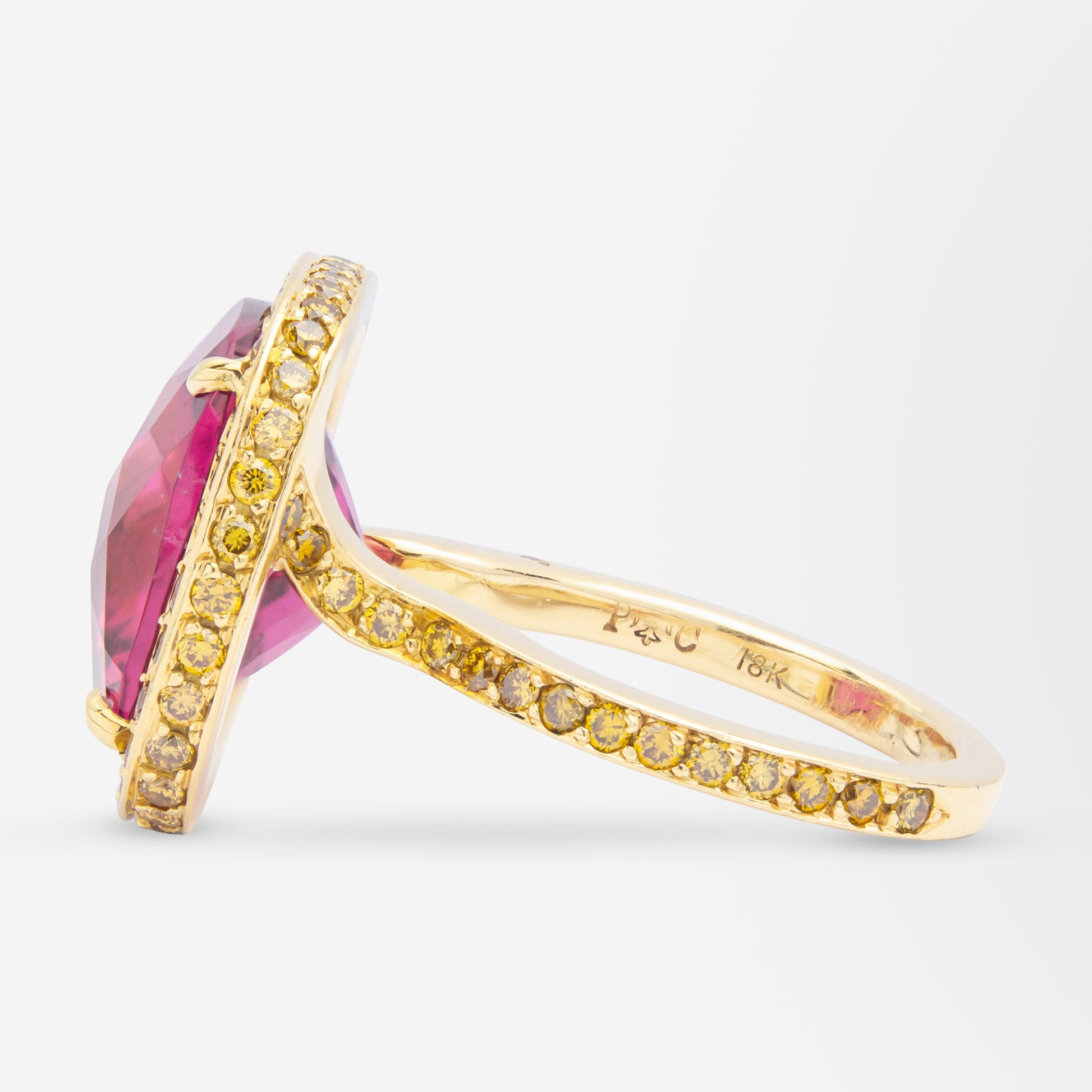 'Nardi' 18kt Yellow Gold, Rubellite Tourmaline, & Yellow Diamond Ring
