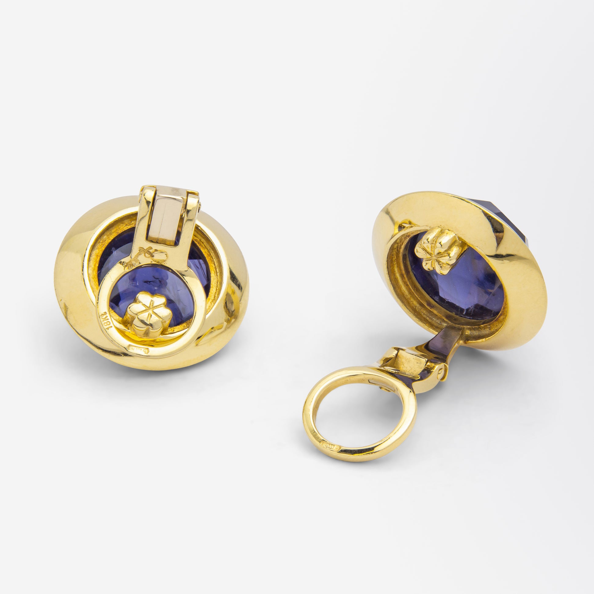 Pomellato, 18kt Yellow Gold & Iolite Ear Clips