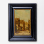Oil on Porcelain Plaque of Dutch Small Town Street by Charles H.J. Leickert