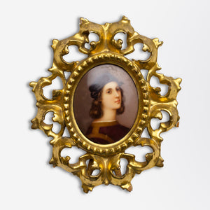 Porcelain 'Raphael' Miniature 'Grand Tour' Plaque in Carved Gilt Frame