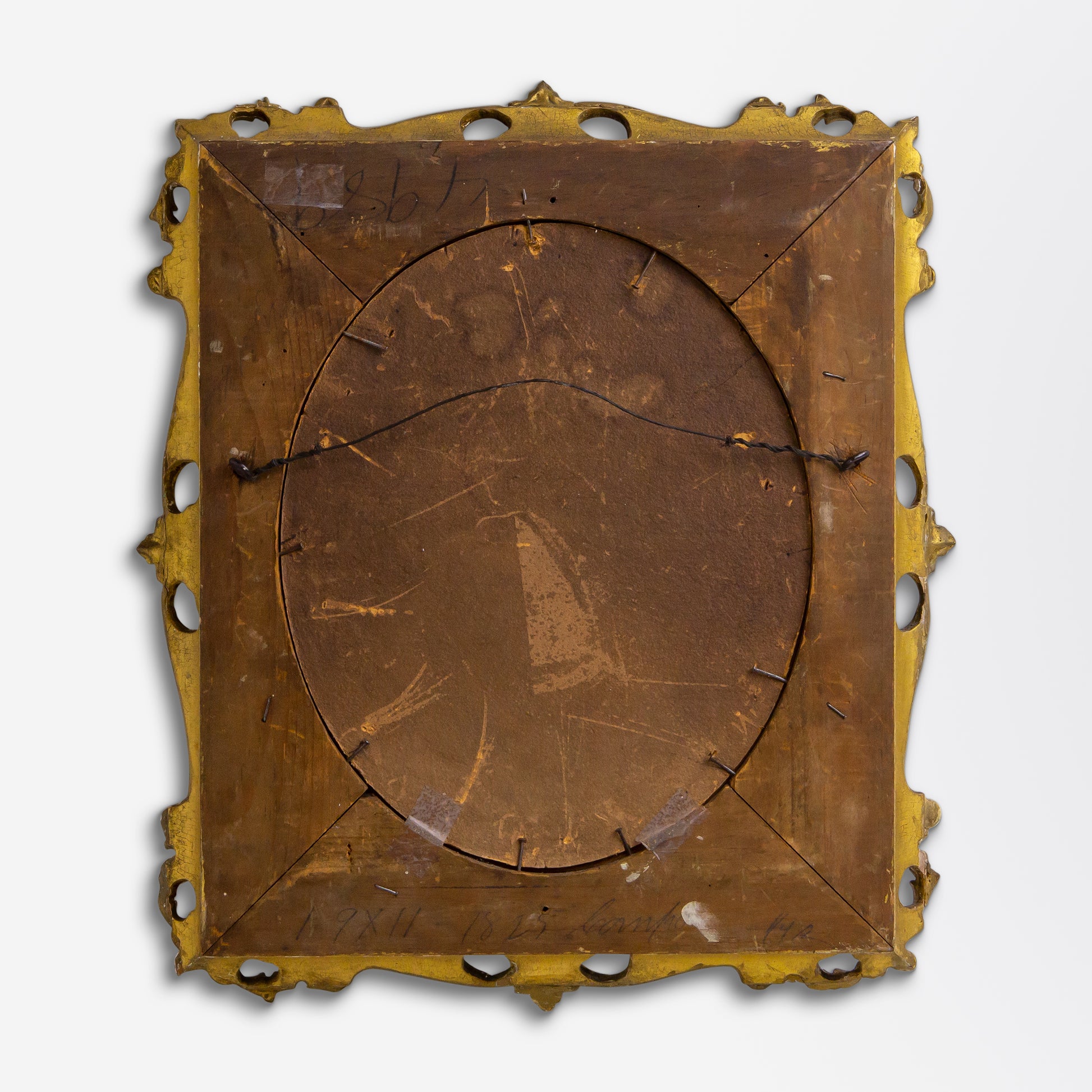 Late 19th Century Portrait on Porcelain of Jesus Christ in Original Gilt Timber Frame