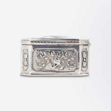 Load image into Gallery viewer, German 800 Purity Silver Repousse Box With Enamelled Medallion