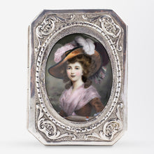 Load image into Gallery viewer, German 800 Purity Silver Repousse Box With Enamelled Medallion