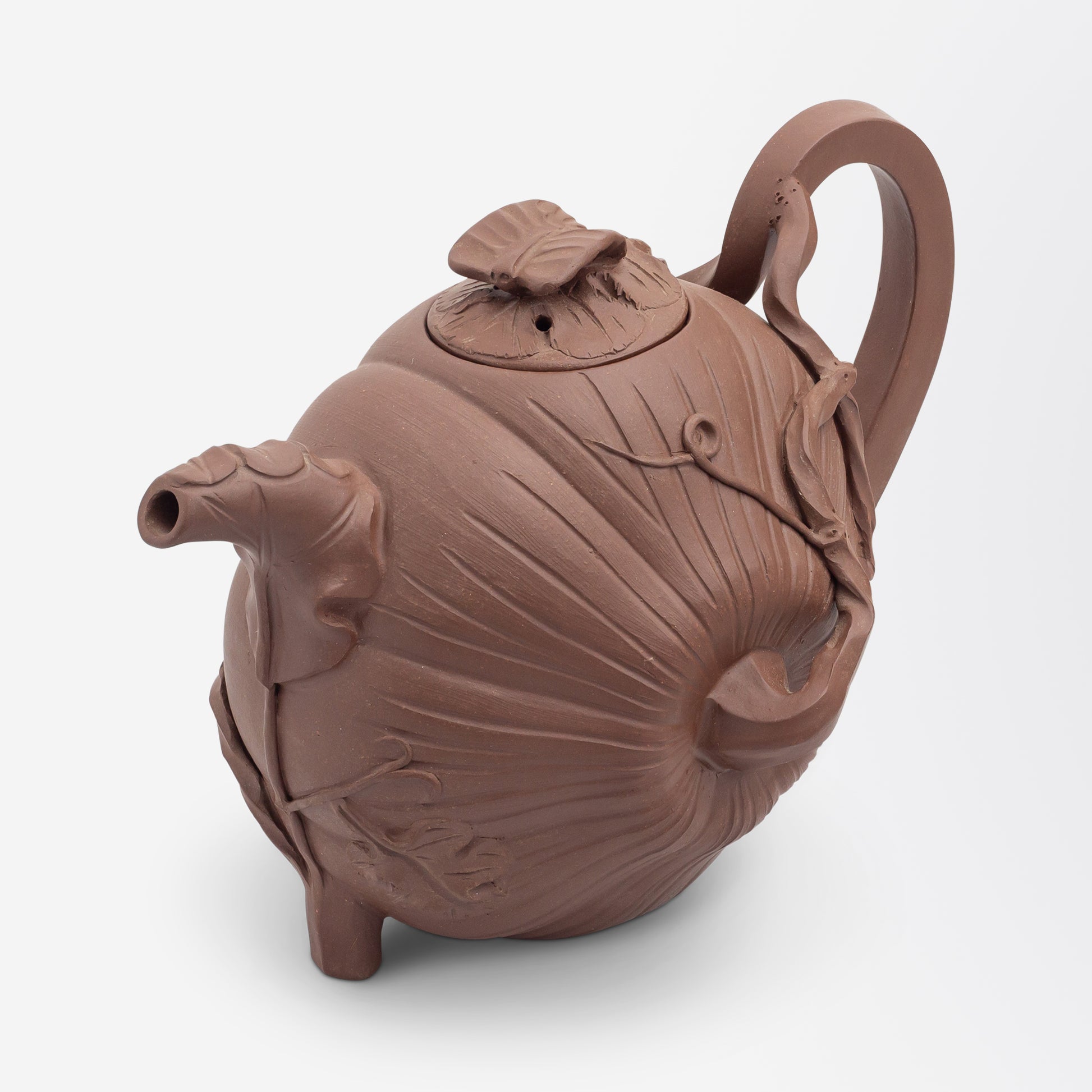 Chinese Yixing Clay Teapot in the Form of a Pumpkin