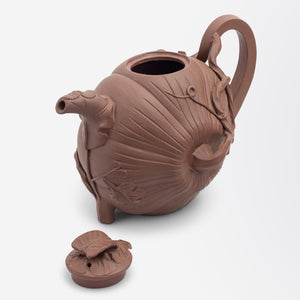 Chinese Yixing Clay Teapot in the Form of a Pumpkin