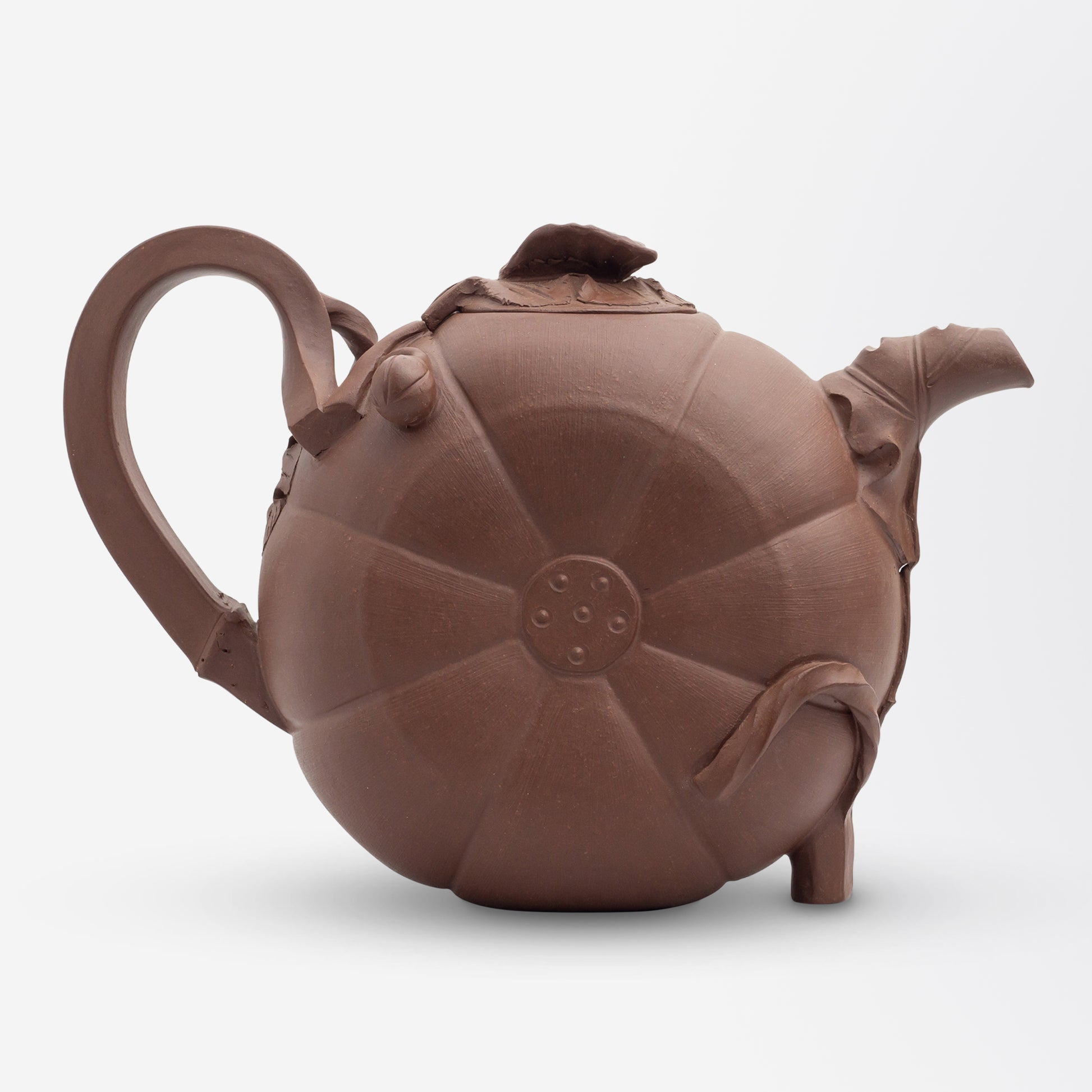 Chinese Yixing Clay Teapot in the Form of a Pumpkin