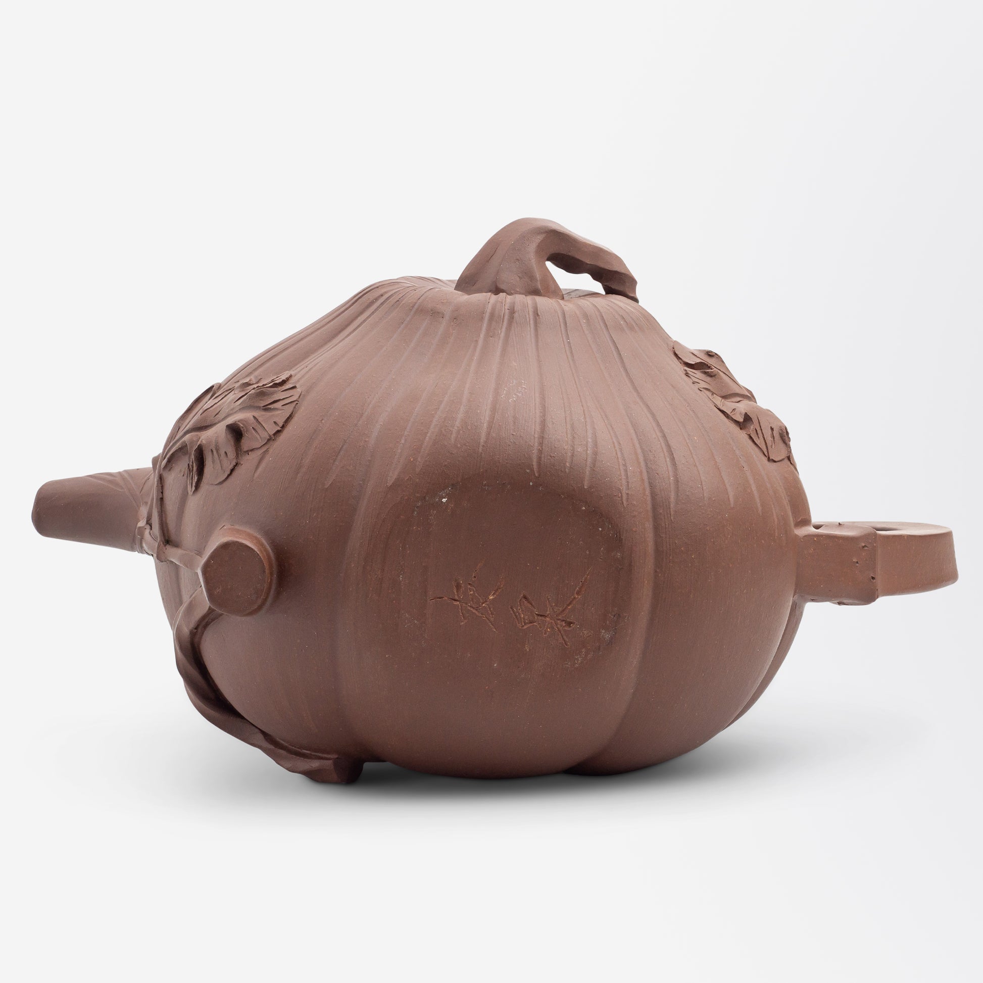 Chinese Yixing Clay Teapot in the Form of a Pumpkin