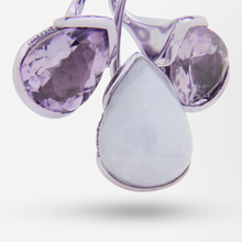 Load image into Gallery viewer, Bold 18kt Gold, Lavender Jade, Amethyst, Tourmaline and Diamond Drop Earrings