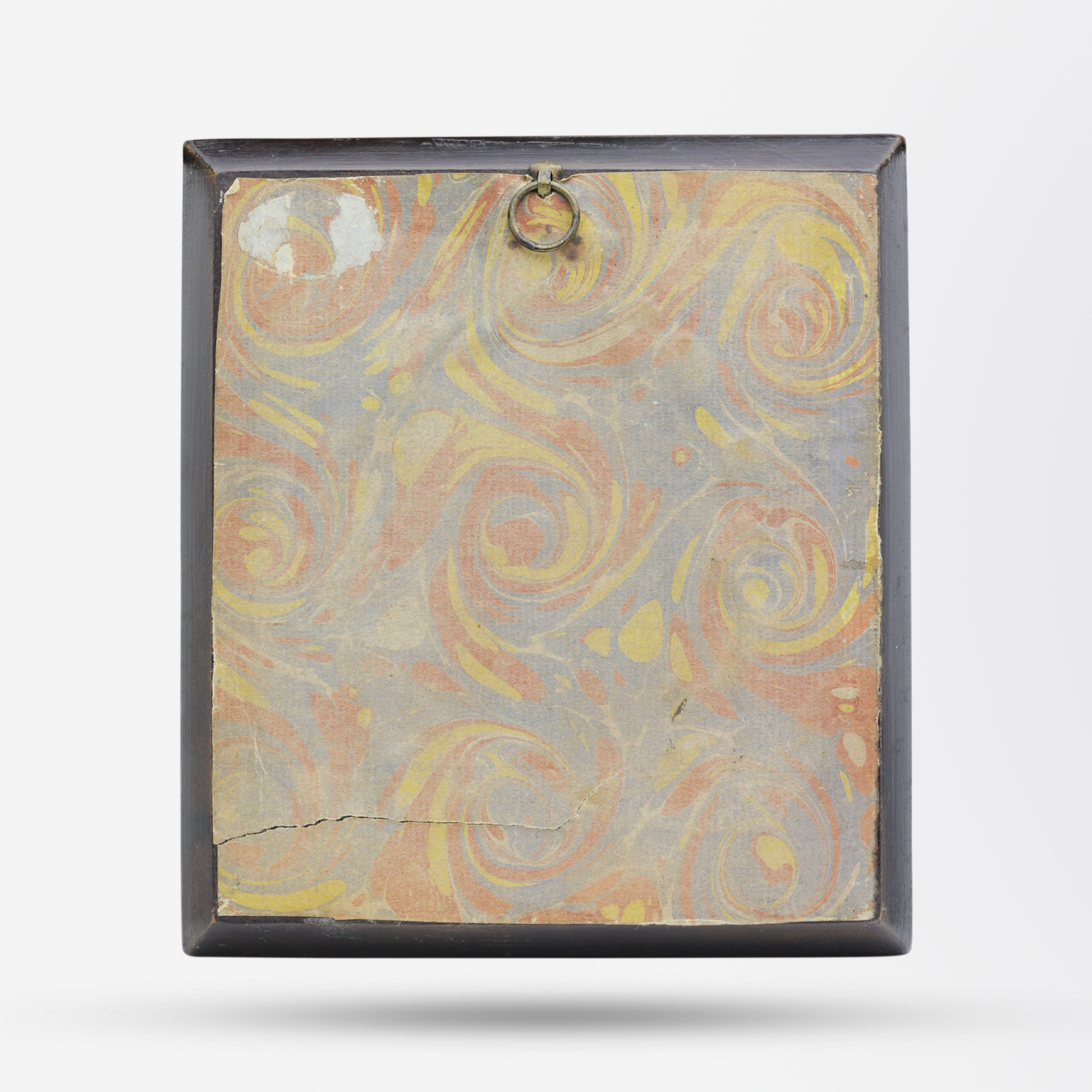 English C.1810 Miniature Painting of a Young Woman in Empire Style Dress in Original Dark Timber Frame