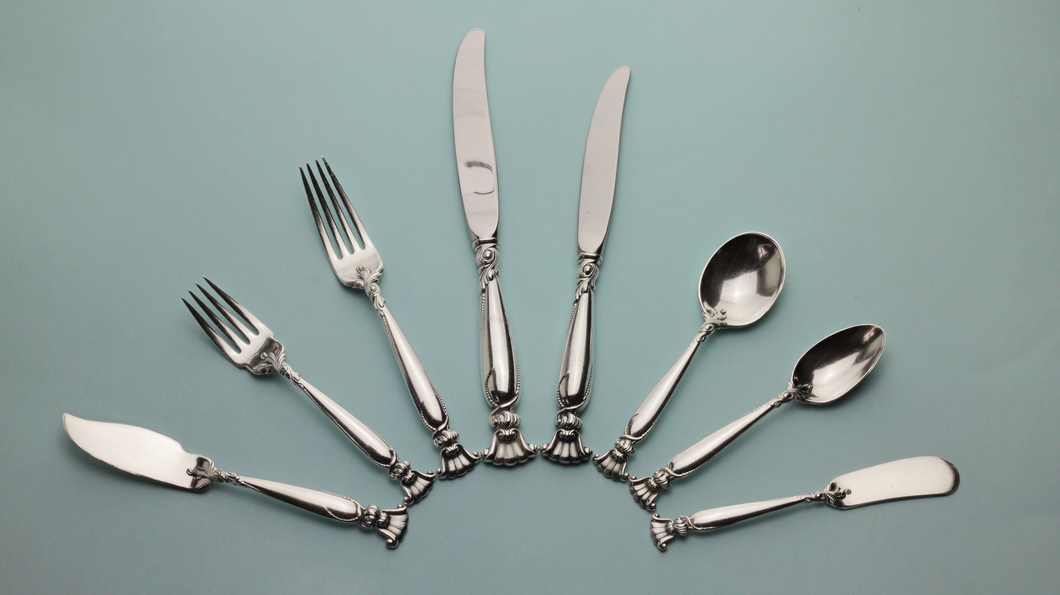 Sterling Silver Flatware Set by Wallace in the Romance of the Sea Pattern