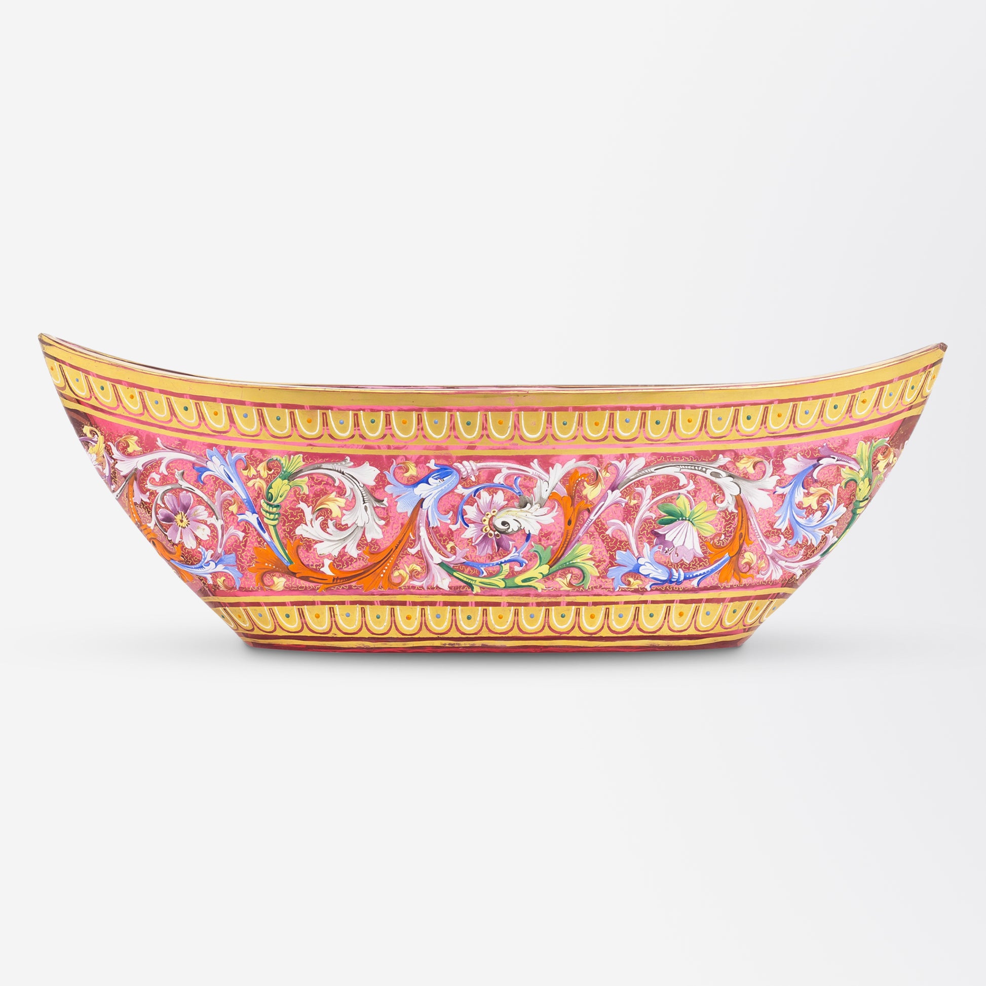 Venetian Ruby Glass Vase with Polychrome Enamelling