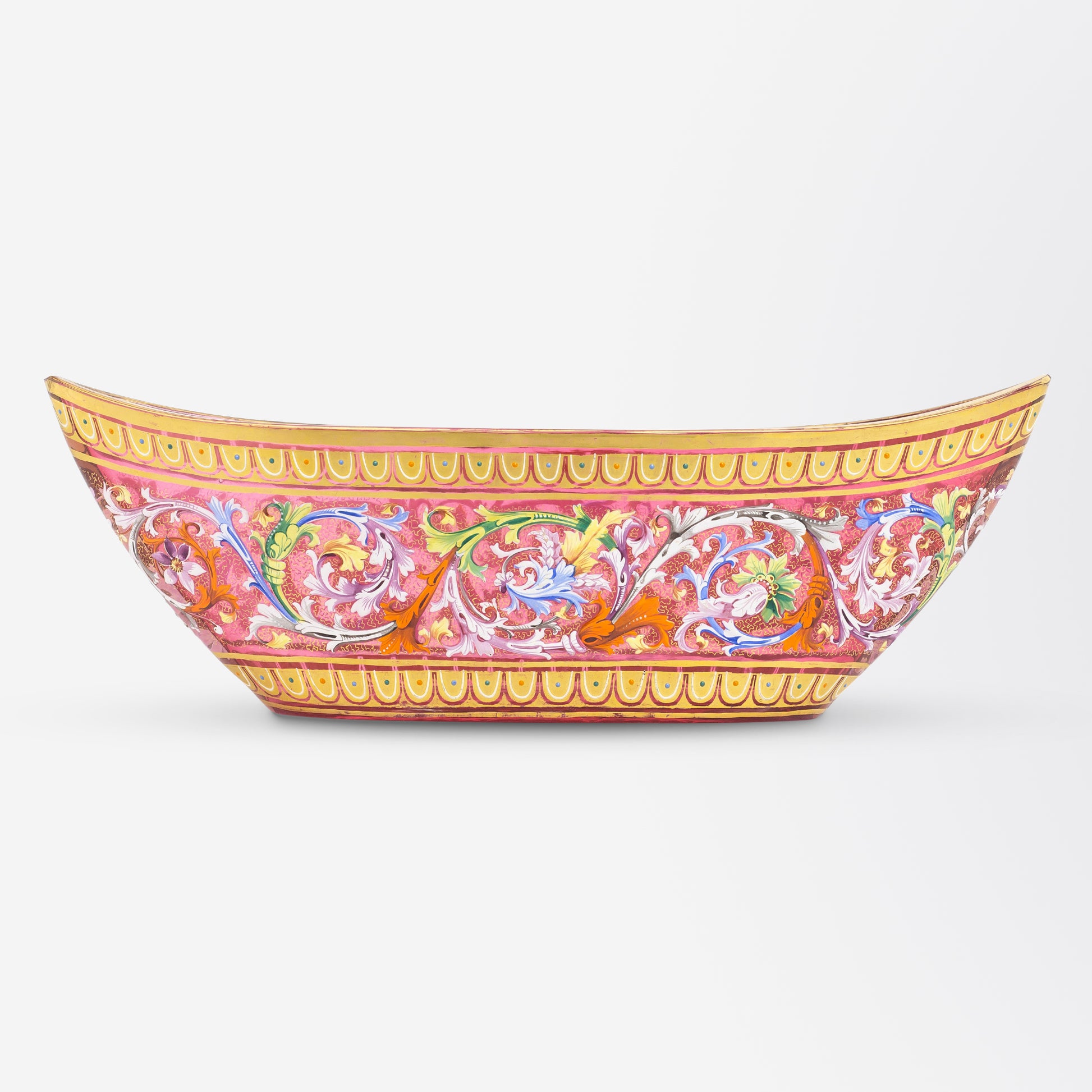 Venetian Ruby Glass Vase with Polychrome Enamelling