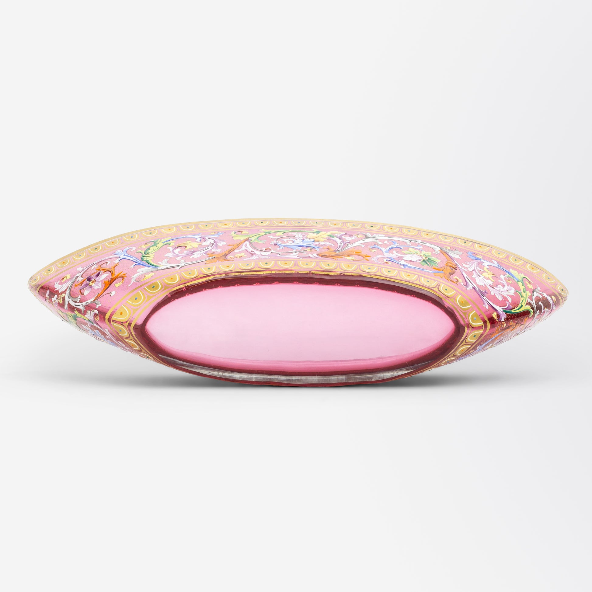 Venetian Ruby Glass Vase with Polychrome Enamelling