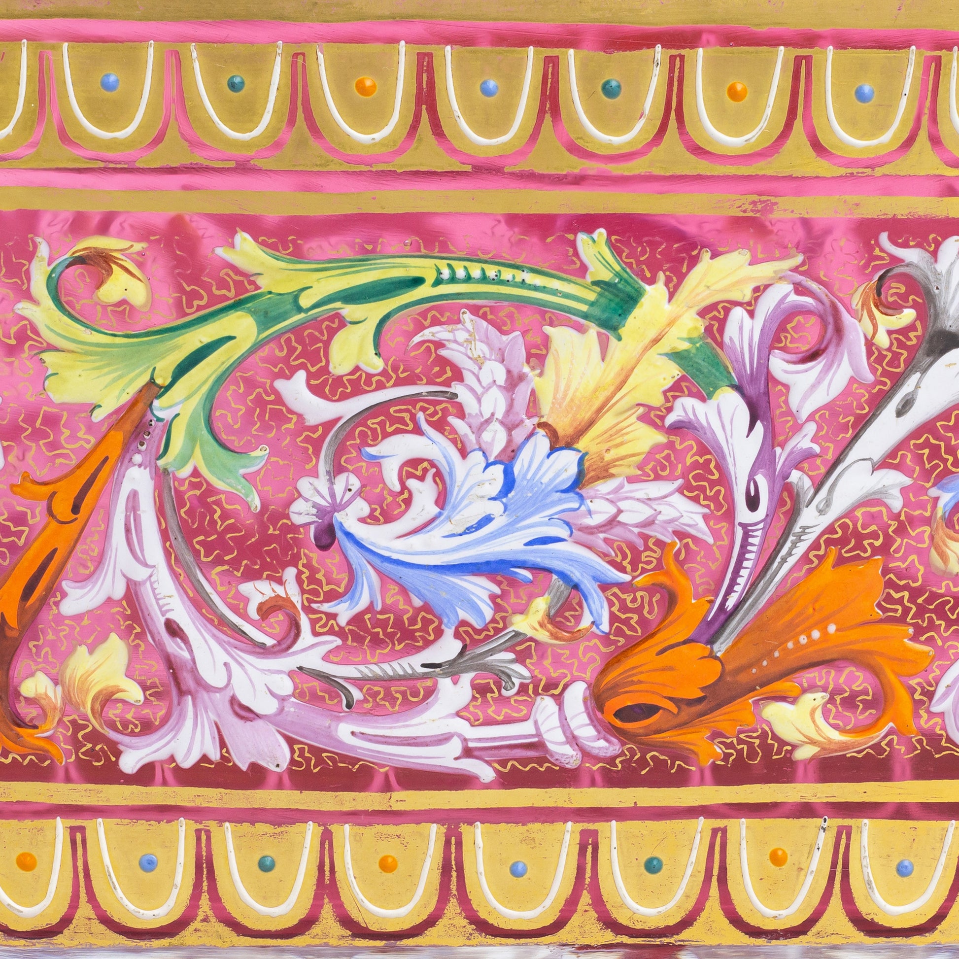 Venetian Ruby Glass Vase with Polychrome Enamelling