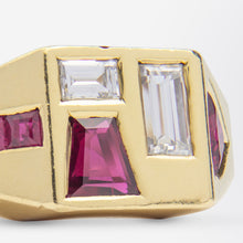 Load image into Gallery viewer, Handmade, 18kt Gold, Ruby &amp; Diamond Geometric Ring