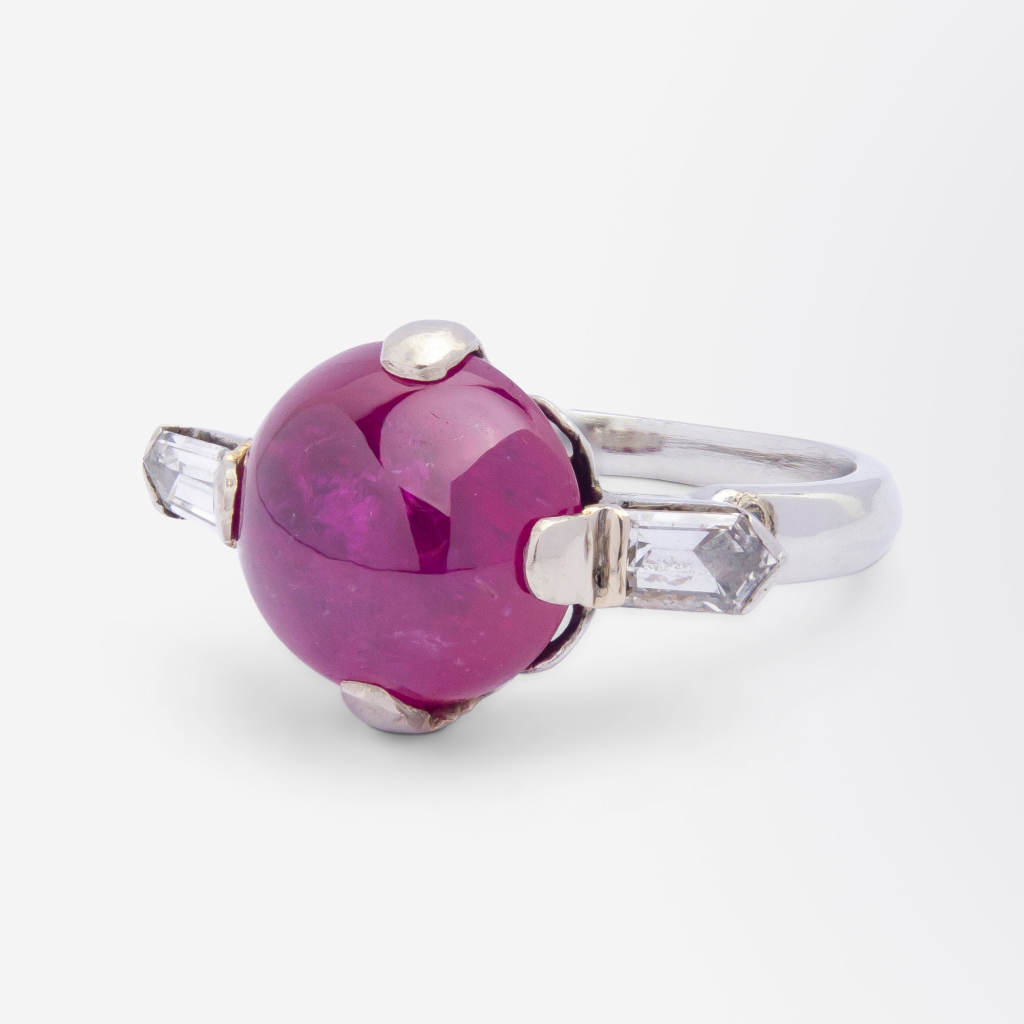 Platinum, Diamond & Unheated Burmese Ruby Ring
