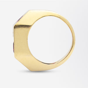 Handmade, 18kt Gold, Ruby & Diamond Geometric Ring