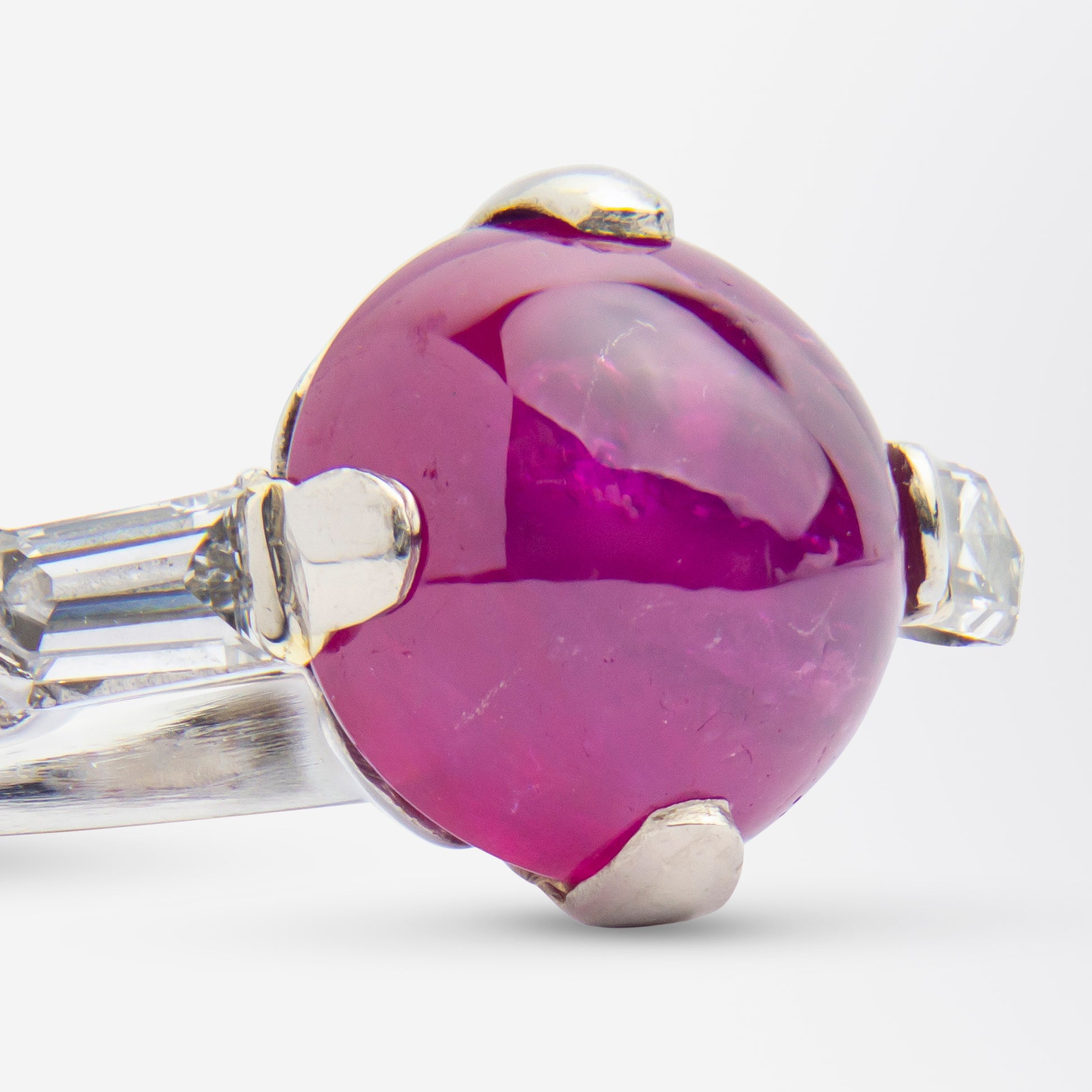 Platinum, Diamond & Unheated Burmese Ruby Ring