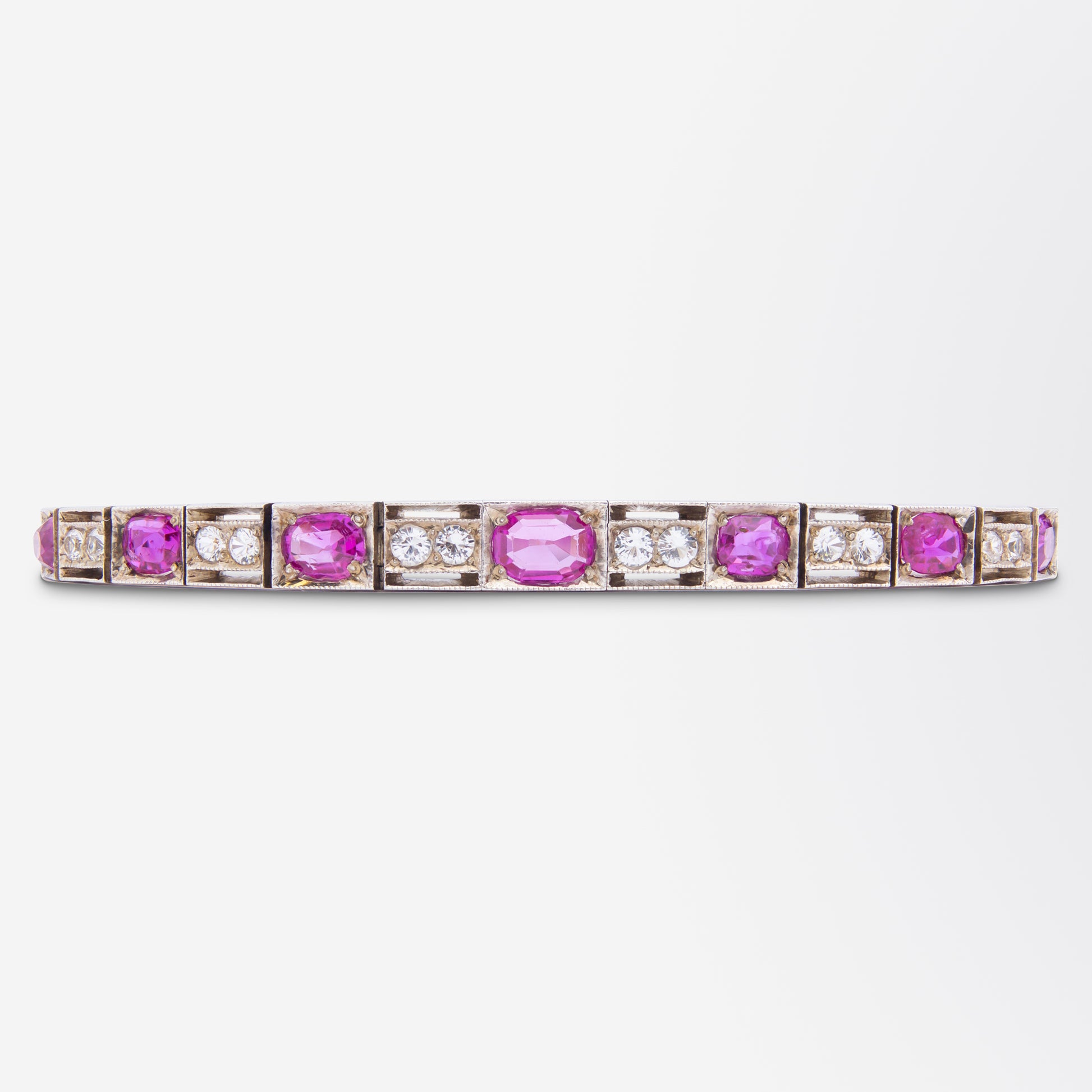 Art Deco, Burmese Ruby & White Sapphire Bracelet