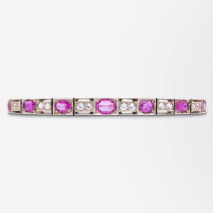 Art Deco, Burmese Ruby & White Sapphire Bracelet