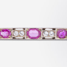 Load image into Gallery viewer, Art Deco, Burmese Ruby &amp; White Sapphire Bracelet