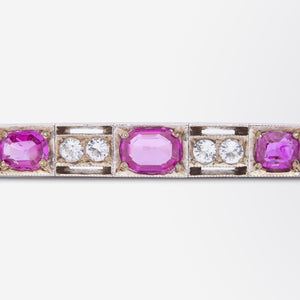 Art Deco, Burmese Ruby & White Sapphire Bracelet