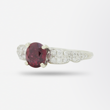Load image into Gallery viewer, 14kt White Gold, Burmese Ruby and Diamond Ring