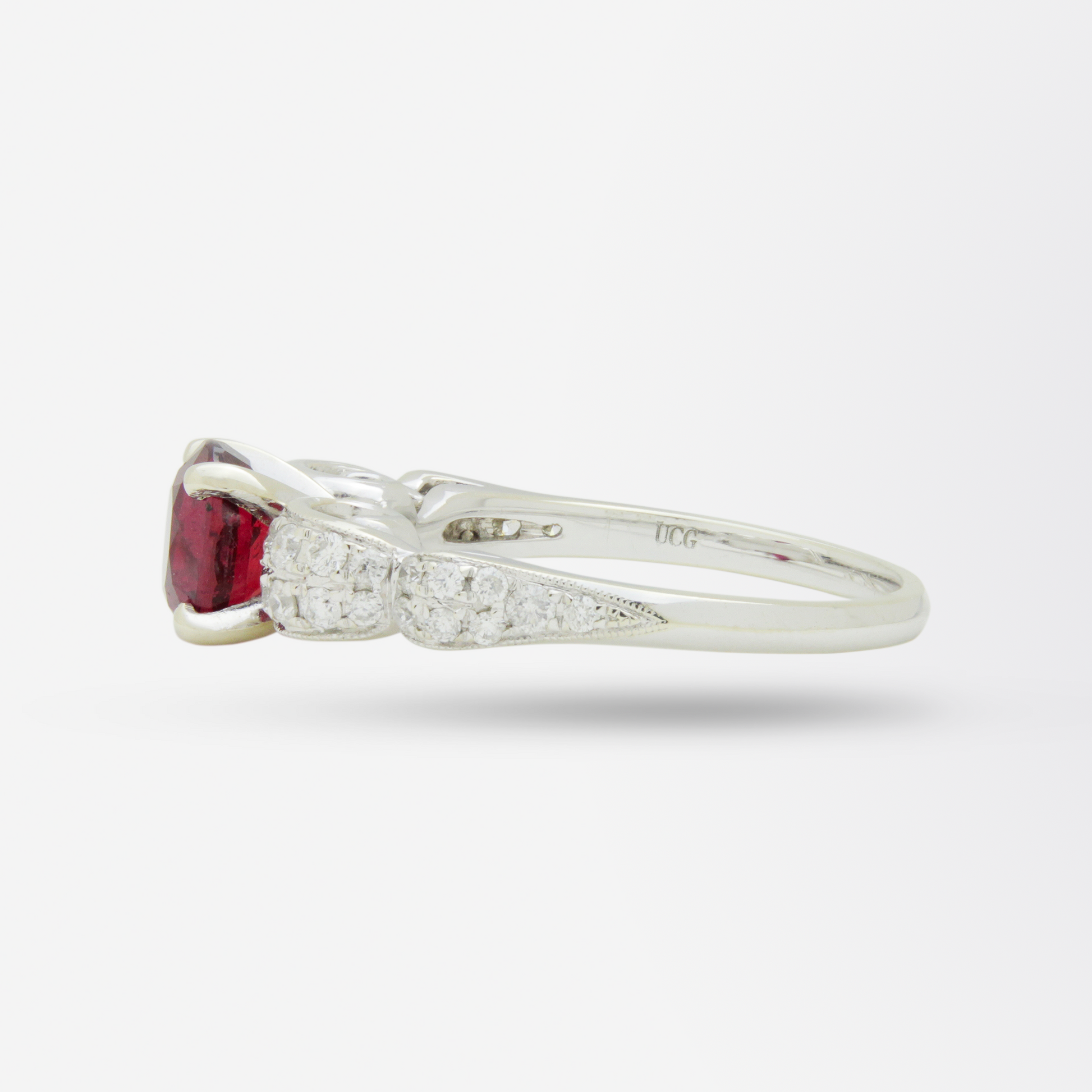 14kt White Gold, Burmese Ruby and Diamond Ring