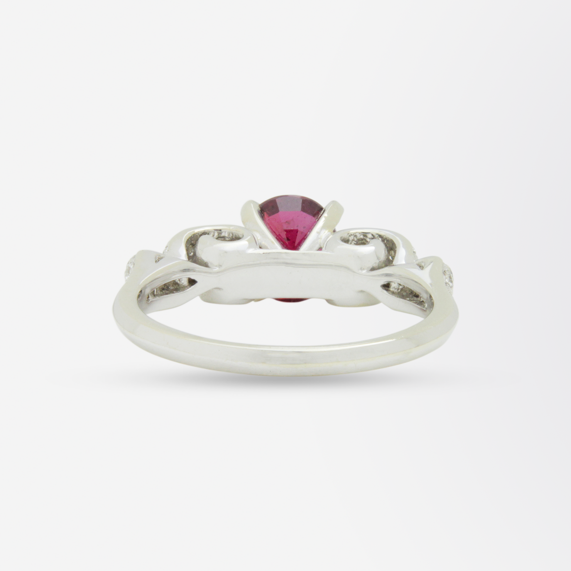 14kt White Gold, Burmese Ruby and Diamond Ring