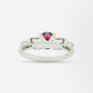 14kt White Gold, Burmese Ruby and Diamond Ring