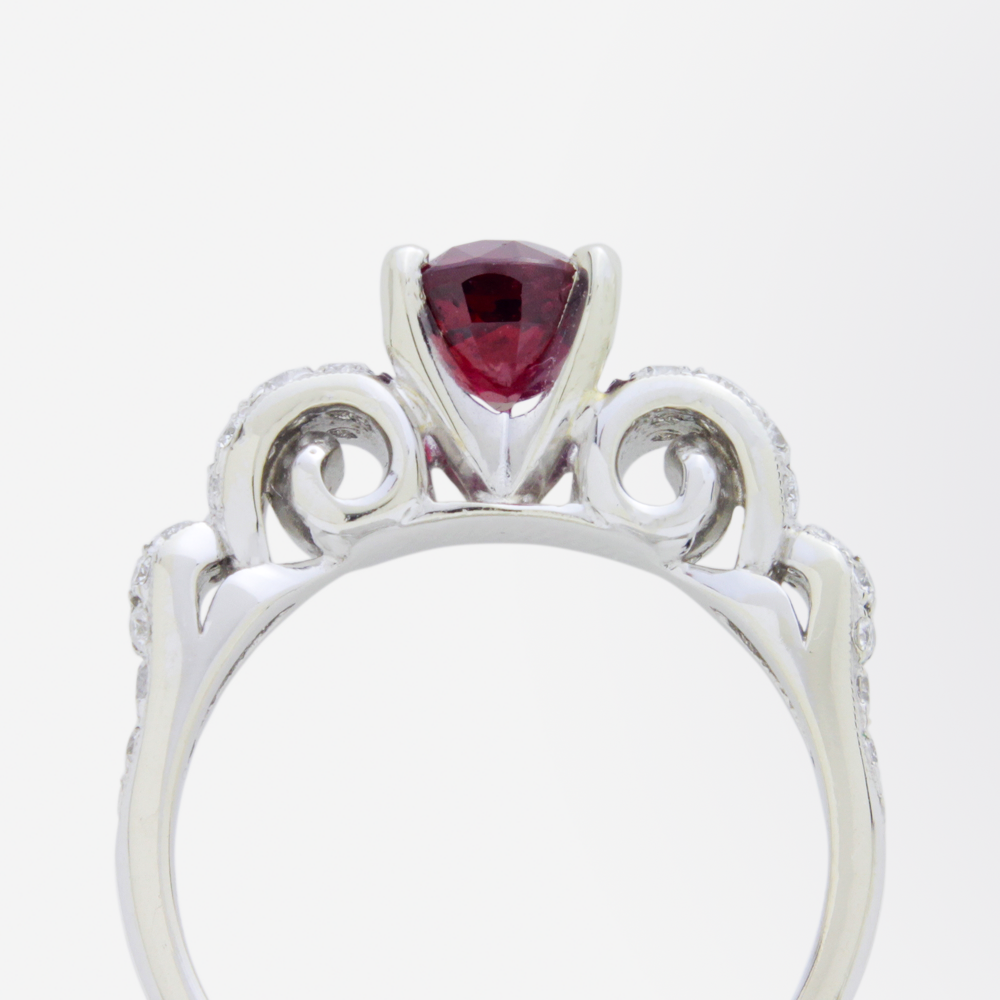 14kt White Gold, Burmese Ruby and Diamond Ring