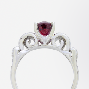 14kt White Gold, Burmese Ruby and Diamond Ring