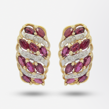 Load image into Gallery viewer, Retro Period, 14kt Gold, Ruby and Diamond Cocktail Earrings