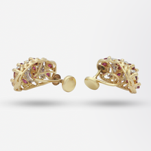 Load image into Gallery viewer, Retro Period, 14kt Gold, Ruby and Diamond Cocktail Earrings
