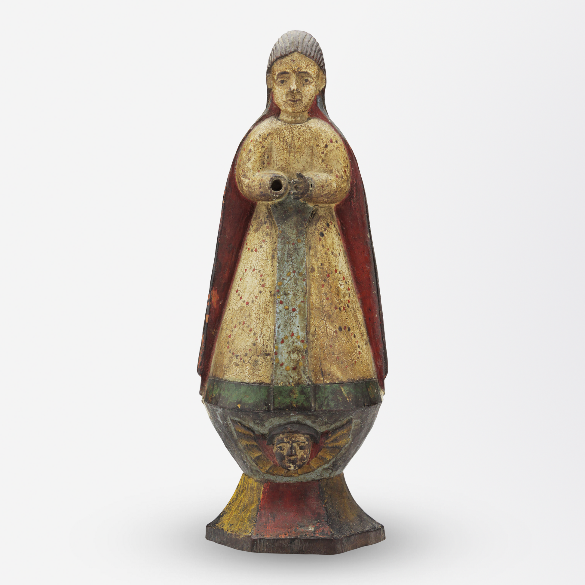 17th Century Polychrome Carved Timber Santos Figure of Saint Mary