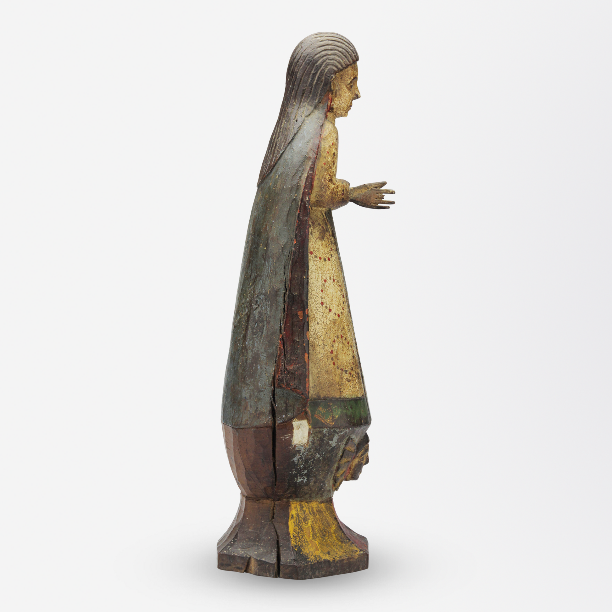 17th Century Polychrome Carved Timber Santos Figure of Saint Mary
