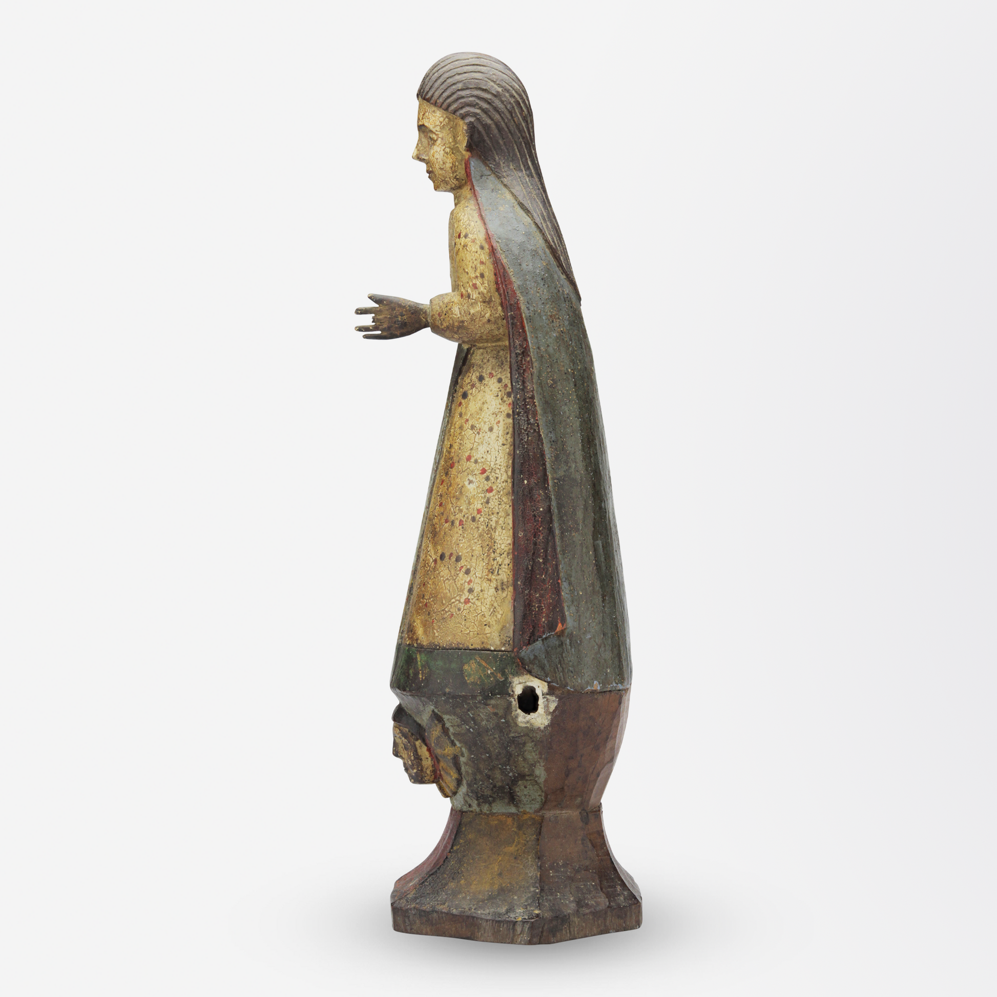 17th Century Polychrome Carved Timber Santos Figure of Saint Mary